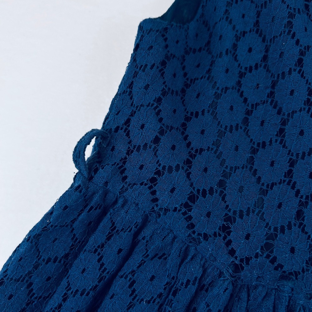 BINPAW Girls Teal Blue Floral Lace Sleeveless Special Occasion Dress Size 6-7 - Picture 9 of 14